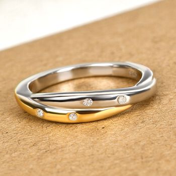 Diamant band Ring 925 Silber Platin-&Uuml;berzug