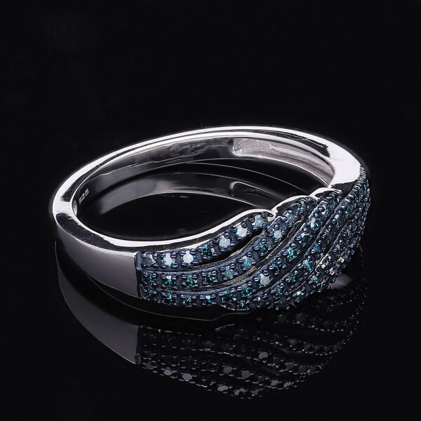 Blauer Diamant Ring, 925 Silber platiniert (Größe 21.00) ca. 0.33 ct image number 1