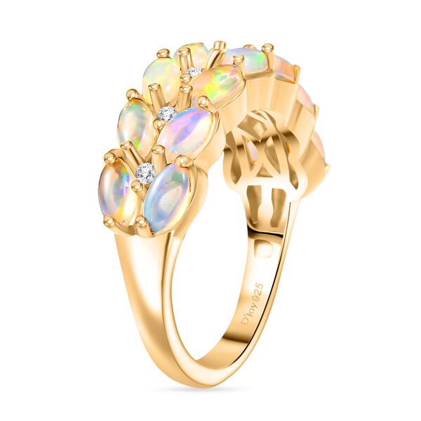 D'Joy AA Natürlicher, äthiopischer Welo Opal, Weißer Zirkon Ring 925 Silber 750 Gelbgold Vermeil (Größe 19.00) ca. 1,53 ct image number 4