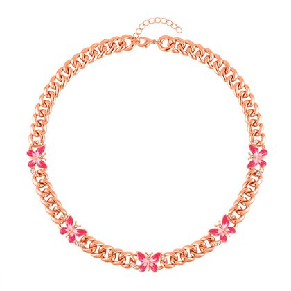 Rosane emaillierte Halskette, ca. 50 cm + 5 cm Extender, ros&eacute;farben