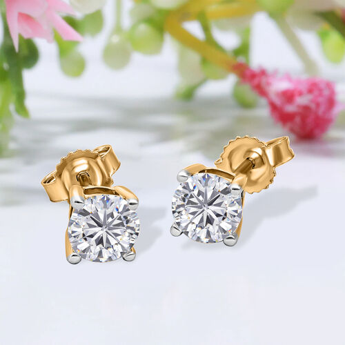 IGI zertifizierte SI GH Diamant-Ohrringe in 585 Gelbgold - 1 ct. image number 7