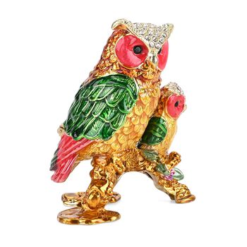 LIVMORE zwei Eulen-Design Schmuckdose, 7x7x8cm