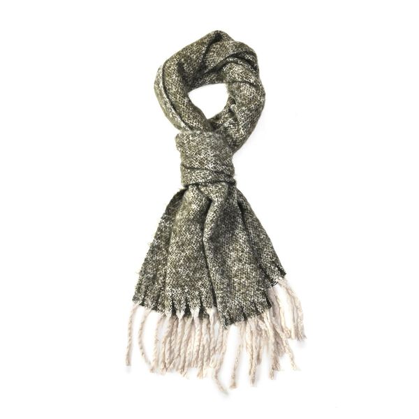 Kuscheliger Allrounder-Schal mit Fransen, Olivgr&uuml;n