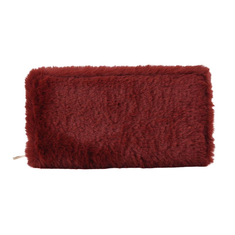 Luxus Kunstfell Brieftasche mit RFID-Schutz, 20x10x3 cm, Burgund image number 0