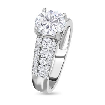 Lustro Stella - Wei&szlig;er Zirkonia Ring, 925 Silber platiniert, ca. 4.42 ct
