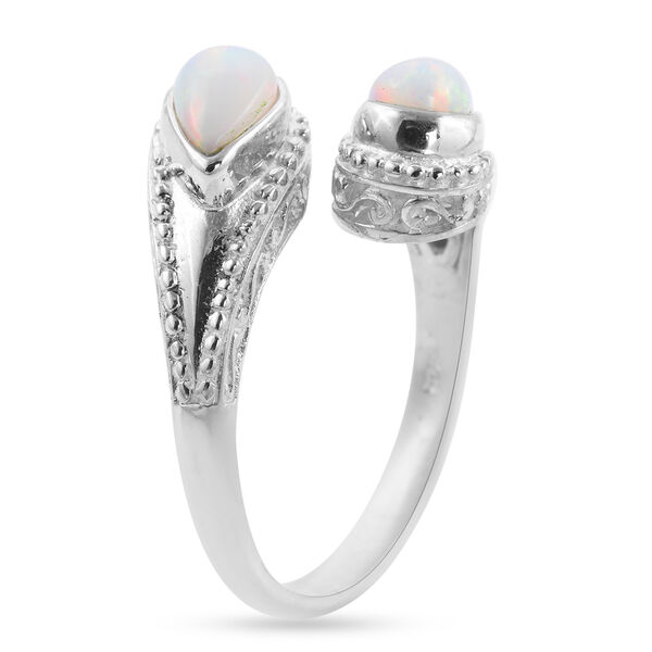 Royal Bali Kollektion - Nat&uuml;rlicher &Auml;thiopischer Opal Bypass Ring 925 Silber image number 4