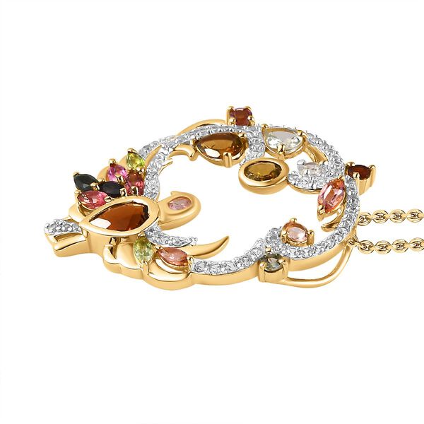 Nat&uuml;rlicher, mehrfarbiger Turmalin und Zirkon-Anh&auml;nger mit 45cm Kette - 3,46 ct. image number 3