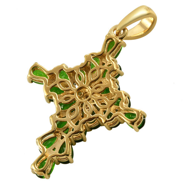 Natürlicher Chromdiopsid und Zirkon Anhänger 925 Silber vergoldet ca. 3.83 ct image number 5