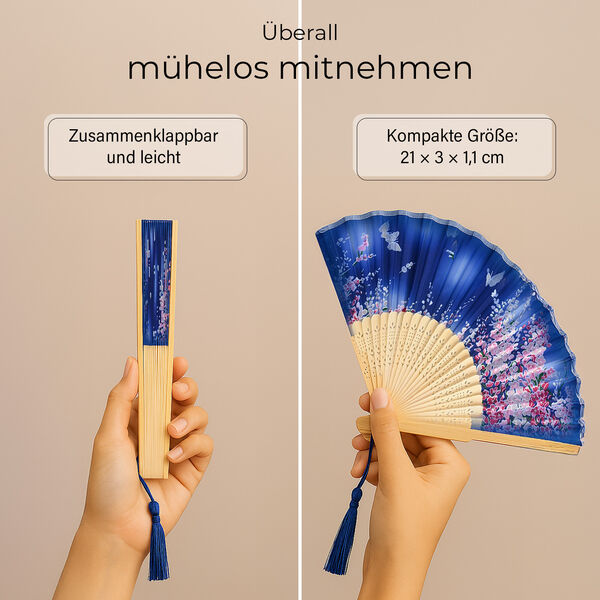 4-teiliges Fächer-Set mit Quasten, 21x3x1,1cm, Schwarz, grau, rosa und blau image number 3