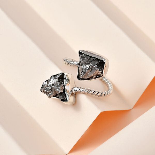 Meteorit Ringe 925 Silber rhodiniert (Gr&ouml;&szlig;e 17.00) ca. 25,80 ct image number 2