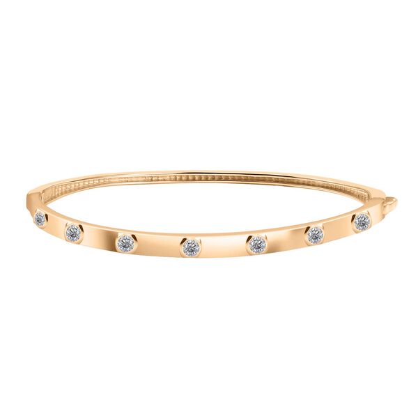 J Francis gefertigt mit SWAROVSKI- Swarovski Zirkonia 19cm Armreif, 925 Silber 750 Gelbgold Vermeil image number 0