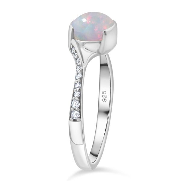 Natürlicher, äthiopischer Welo Opal und Zirkon Ring, 925 Silber rhodiniert - 0,99 ct. image number 4