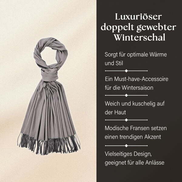 Luxuri&ouml;ser Winterschal mit Fransen, Lila/Dunkelgrau image number 2