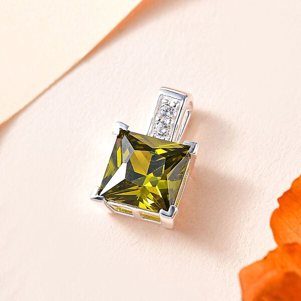 Peridot kubischer Zirkonia-Anh&auml;nger - 4,43 ct. image number 2