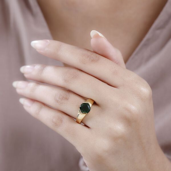 Nat&uuml;rlicher Chromdiopsid Ring, 925 Silber Gelbgold Vermeil, (Gr&ouml;&szlig;e 16.00) ca. 2.04 ct image number 3