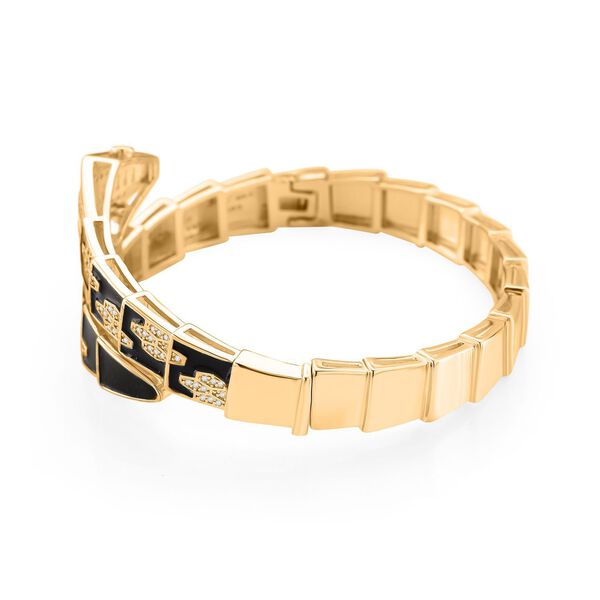 Weißer Zirkonia Armreif ca. 19 cm Nickelfreies Messing emailliert image number 3