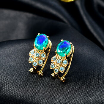 D'Joy Pfau Triplett Quarz und blaue Apatit Ohrringe - 4,36 ct.