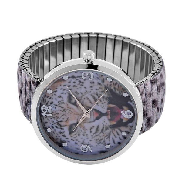 STRADA - Japanisches Uhrwerk, Flexible Uhr, Schneeleopard image number 4