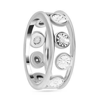 2er-Set- Diamant Ring, 925 Silber platiniert - 0,09 ct.
