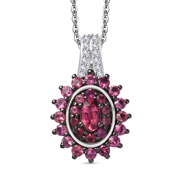 D'Joy AA Rubellit Granat und Zirkon Ring und Anh&auml;nger mit 50cm Kette image number 2