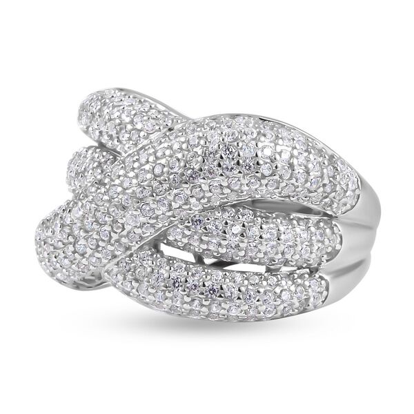 Wei&szlig;er Zirkon Ring, 925 Silber rhodiniert (Gr&ouml;&szlig;e 16.00) ca. 2.76 ct