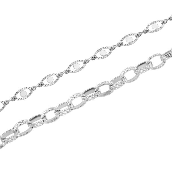 Doppelreihige Halskette mit ovalen Gliedern, Edelstahl, ca. 50 cm, Silberfarben image number 8