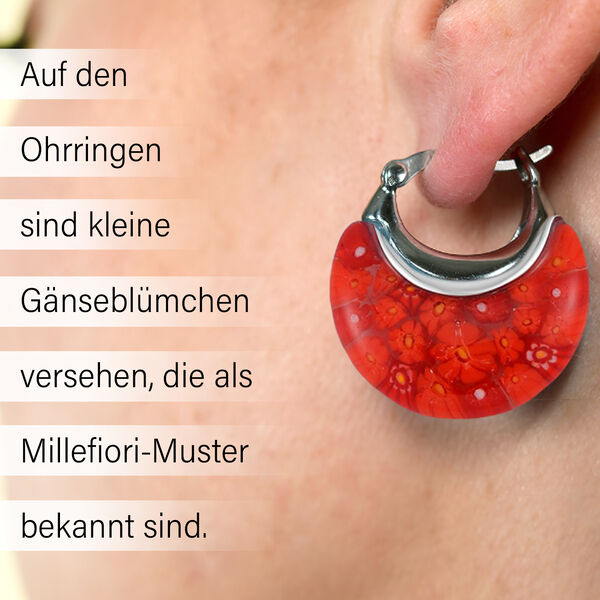 Rote Huggie-Ohrringe im Murano-Stil image number 7