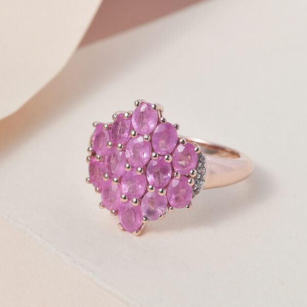 Ilakaka Rosa Saphir und wei&szlig;er Zirkon Ring, 925 Silber ros&eacute;vergoldet (Gr&ouml;&szlig;e 17.00) ca. 3,72 ct image number 2