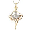 Glas und weißer Kristall Ballerina-Anhänger mit Kette, goldfarben