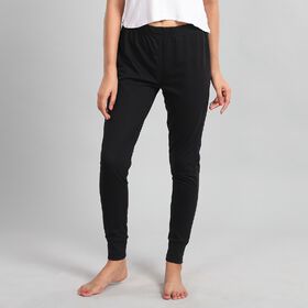 Elastische, eng anliegende Damenhose; Größe L, Schwarz