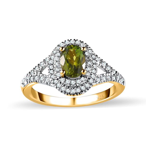 AA Calabar-Turmalin, Wei&szlig;er Zirkon Ringe 925 Silber Gelbgold Vermeil (Gr&ouml;&szlig;e 18.00) ca. 1.66 ct image number 4