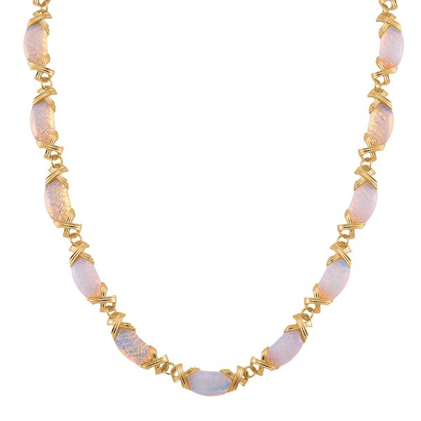 Opalit Halskette, ca. 45 cm + 5 cm Extender, gelb vergoldet ca. 250.00 ct