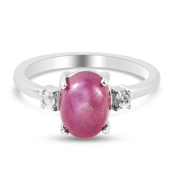 Stern Rubin und Zirkon Ring 925 Silber Platin-Überzug image number 5