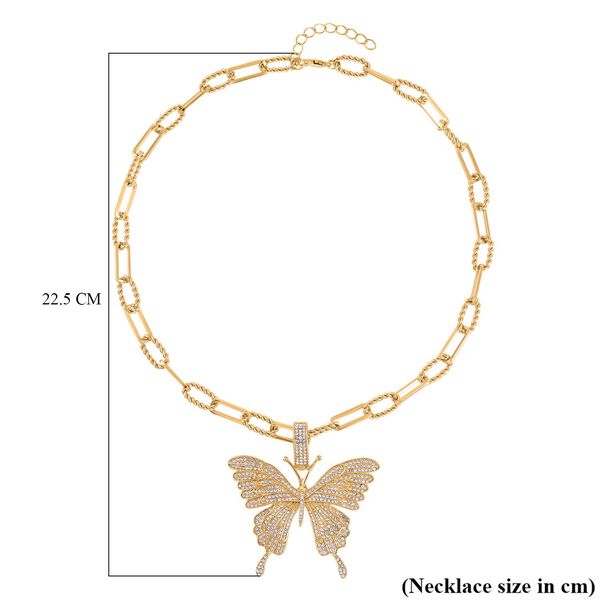 Schmetterling weißer Kristall Halskette, ca. 50 cm, goldfarben image number 5