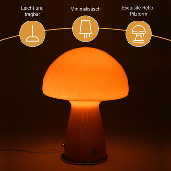 Minimalistische Glas-Pilzlampen mit Touch-Steuerung, Gr&ouml;&szlig;e 22x28cm, Orange