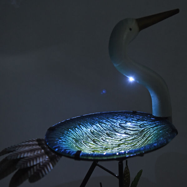 Garten Kranich Vogeltr&auml;nke mit Solarleuchten, Gr&ouml;&szlig;e: 46x21,5x81 cm, Mehrfarbig image number 1