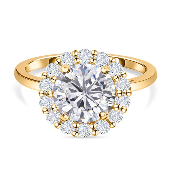 LUSTRO STELLA - wei&szlig;er Zirkonia-Ring, 925 Silber vergoldet (Gr&ouml;&szlig;e 18.00) ca. 4,36 ct