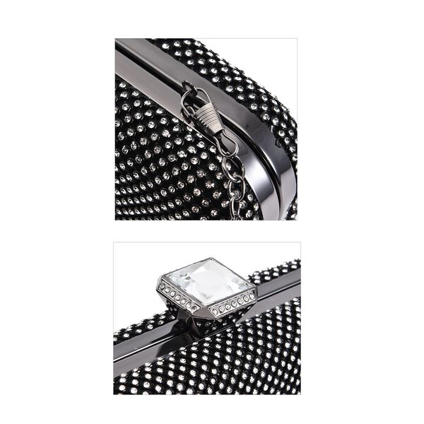Moderne Clutch mit Kristallverzierung, Schwarz image number 5