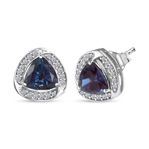AAA Lab Grown Alexandrite, Lab Grown Diamant Ohrringe 417 Gold ca. 3,66 ct. image number 0