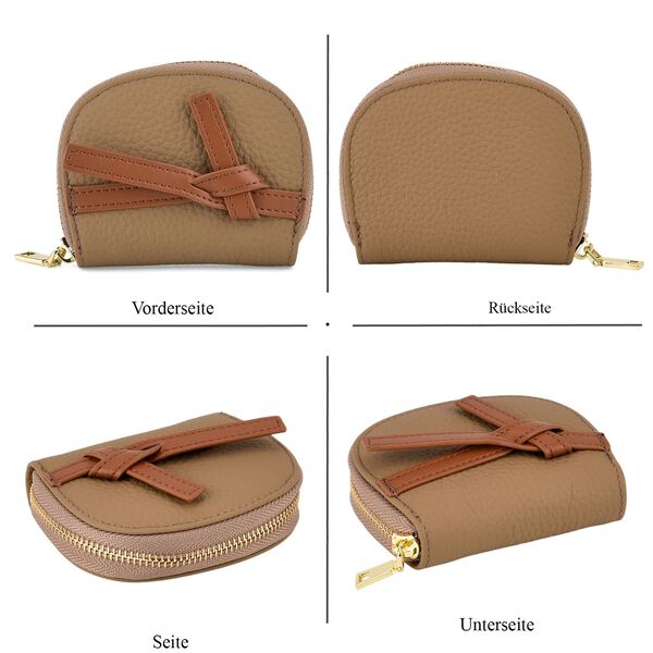 Echtleder Kartenetui mit RFID Schutz, Rei&szlig;verschlussfach, 10,5x8,5x2,5cm, Khaki image number 5