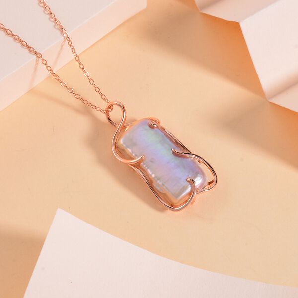 Rosa Keshi Perle Anh&auml;nger mit 45cm Kette image number 2