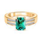 AAA Socoto Smaragd, Weißer Diamant Ring 925 Silber 750 Gelbgold Vermeil (Größe 17.00) ca. 1,95 ct
