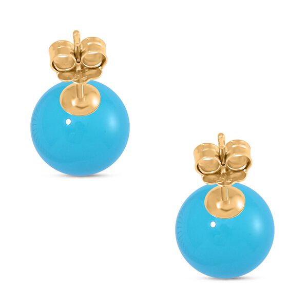 Sleeping Beauty Türkis farbe Muschelperle Ohrringe 925 Silber vergoldet image number 5