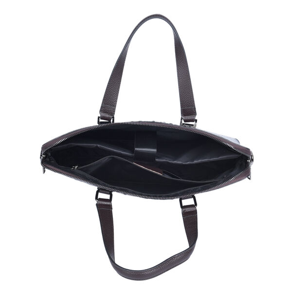 Crossbody-Tasche aus 100% echtem Leder, Gr&ouml;&szlig;e 37x7x28 cm, Dunkelbraun image number 4