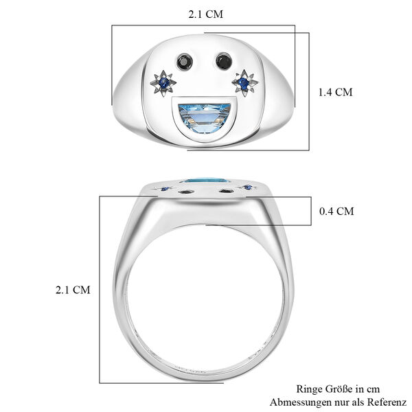 GP Celestial Kollektion- himmelblauer Topas, schwarzer Spinell und blauer Saphir Ring, 925 Silber platiniert - 0,52 ct. image number 8