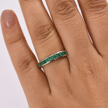 Socoto Smaragd Ring 925 Silber platiniert (Gr&ouml;&szlig;e 19.00) ca. 0,58 ct