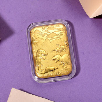 EXKLUSIVES GESCHENK - 999er Goldfolie mit Dinosaurier, 10mg