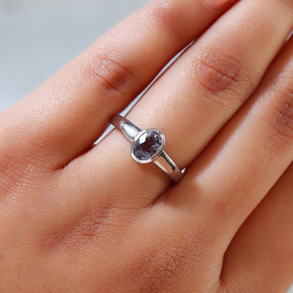 Grauer Spinell Solit&auml;r Ring 925 Silber platiniert  ca. 0,87 ct image number 3
