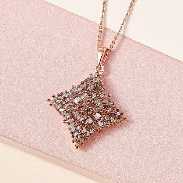 Nat&uuml;rlicher Champagner Diamant Anh&auml;nger mit 50cm Kette - 1 ct. image number 3