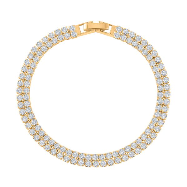 Weißes Zirkonia Armband, ca. 18 cm, ca. 4.00 ct, goldfarben 4.00 ct image number 0